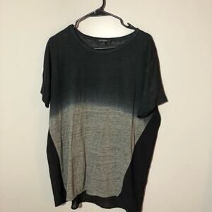 Acrobat ombré black grey linen boxy oversized tshirt womens S lightweight